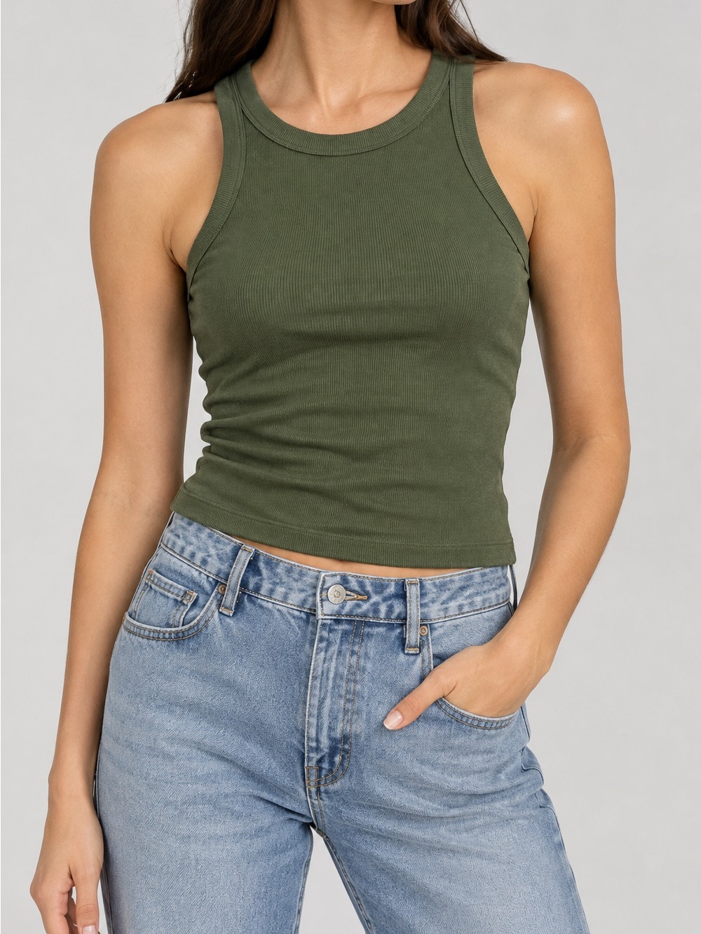 GAP Olive Green Ribbed Tank, women’s small